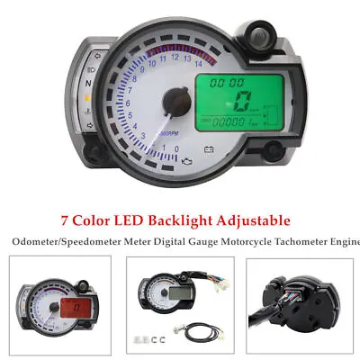 7 LED 12V Motorcycle Odometer/Speedometer Meter Digital Gauge Tachometer Engine • $64.29
