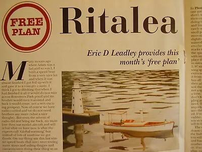 Original Model Boat Plans 2002 Ritalea Electric Powered Open Launch • $12.62