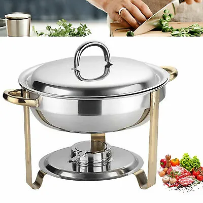 Stainless Steel Round Chafing Dish Restaurant Buffet Chafer Food Warmer Tray 4 L • £45