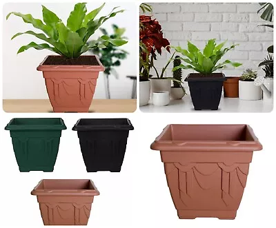 Venetian Plant Pots Square Plastic Flower Herb Planter Pot Garden Grow Container • £4.95