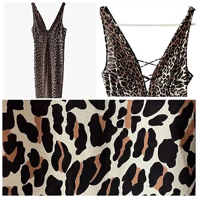 70s/80s VTG Vanity Fair Leopard Pattern Sleeveless Negligee Women’s 34 Sexy Slit • £50.60