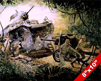 Wwii Us Tank Battalion In Bataan Painting Military History Art Real Canvas Print • $14.99