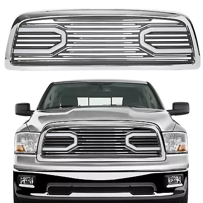 Big Horn Chrome Packaged Grille+Shell W/ Lights For 2009-2012 Dodge Ram 1500 • $185