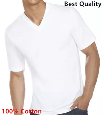 3 To 6 Pcs For Men 100% Cotton Tagless T-Shirt Undershirt Crew V Neck White S-XL • $13.99