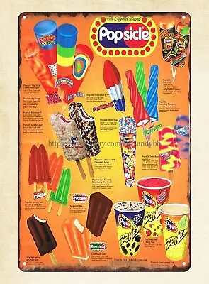 Ice Cream Truck Popsicle Ad Metal Tin Sign Reproductions Wall Plaque • $18.95