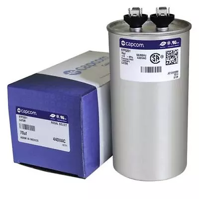 GE / Genteq • 70 Uf  440 VAC • Round Run Capacitor • C470R • 97F5251 • $32.25