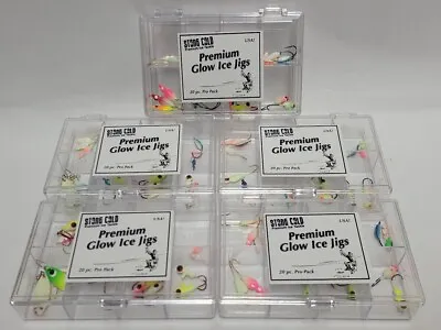 20 GLOW Ice Fishing Jigs Walleye Perch Crappie  Pro Pac Kit Random Assorted • $22.95