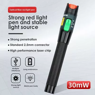 Fault Locator 1/10/20/30/50mW Red Light Pen Fiber Optical Cable Tester Meter • $15.83