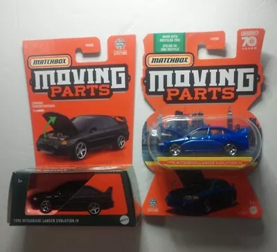 Matchbox Moving Parts 1996 Mitsubishi Lancer Evolution IV Black & Blue 4g63 AWD • $14.98