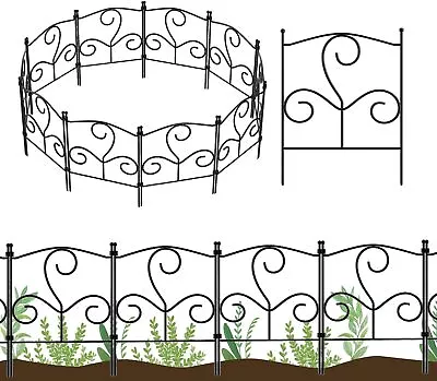 10 Pack Decorative Garden Fence Metal RustProof Animal Barrier Panels Landscape • $24.99