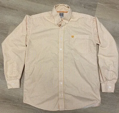 Cinch Shirt Adult Small Long Sleeve Button Up Orange White Check Western • $16.95