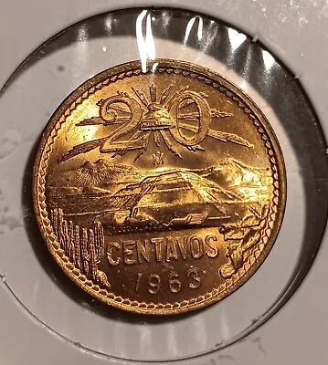 1966-Mo MEXICO 20 CENTAVOS MS BU STUNNING BEAUTIFUL Perfect GEM COIn • $6