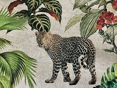 $16.50 • Buy Safari Zoo Africa Animal Digital Print Fabric Linen Look Jungle Canvas 108  Wide
