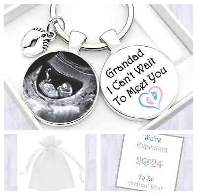 Grandad To Be Gift. Pregnancy Announcement Gift. Baby Scan Photo Keyring. • £5.95