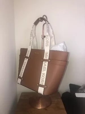 Michael Kors Maeve Large Open Tote Leather Pvc Luggage Brown Tan New Retail $430 • $89.95