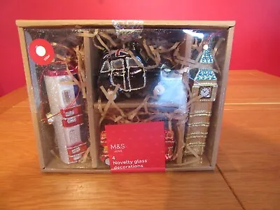 M&s London Themed Christmas Tree Decoration Novelty Bauble Tube black Taxi Bus • £20