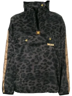 Astrid Andersen Green Leopard Print Hooded Pullover Rain Jacket Unisex Small • $89