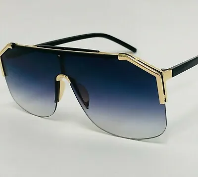 Men's Sunglasses Designer Gold Frame Metal  One Piece Lens Top Shades Fashion • $14.99