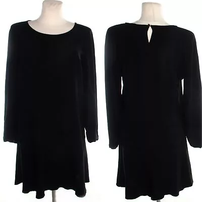 ISABEL MARANT ETOILE Black Long Sleeve A Line Tunic Dress Sz 44 CREW Neck Acetat • $154.79