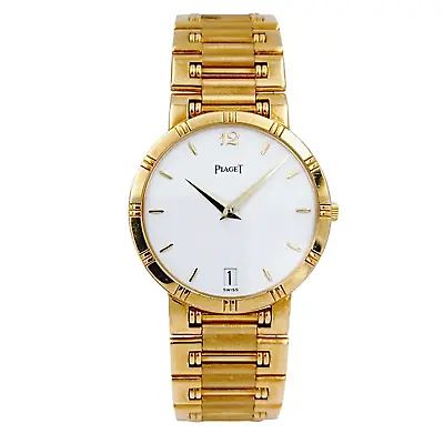 Men's Piaget 31mm Dancer Vintage Solid 18K Yellow Gold Band Watch W/ White Dial. • $9995