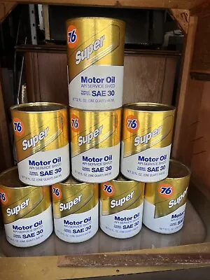 Original Vintage Super 76 SAE30  One Quart Motor Oil Can Metal Gas Sign FULL~NOS • $49.99