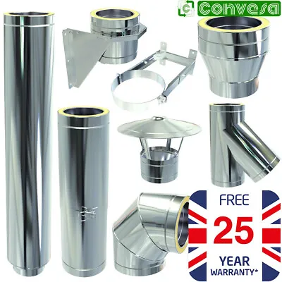 £31.82 • Buy 6inch Twin Wall Flue Kit Stainless Steel Pipe Fittings Bends 150mm Convesa KC
