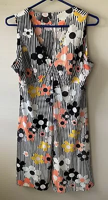 VTG Polyester  Dress Womens Medium Floral Made In USA Knee Length • $9.15