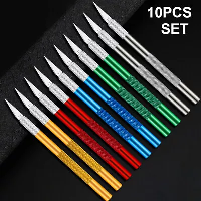 $11.88 • Buy 10 Hobby Razor Knife Set Exacto Blades Xacto For Cutting Creation Of Craft
