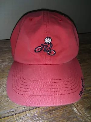 Life Is Good Smiling Guy Riding Mountain Bike MTB Cycling Men's Red Baseball Hat • $8.29