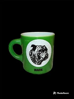 VTG Green Federal Mack Trucks BullDog Milk Glass Mug Coffee Cup Advertising • $25.99