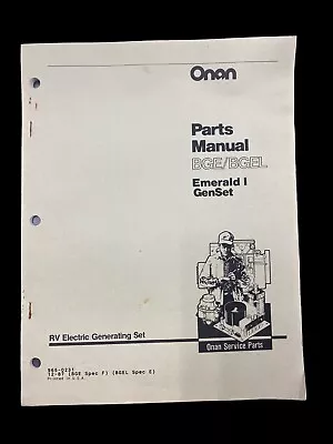 Onan Parts Manual For RV GenSet BGE/BGEL 965-0231 • $14.99