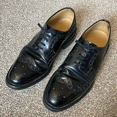 Charles Tyrwhit Black Leather Daintiest British Made Men’s Brogue Shoes Size 7.5 • £18