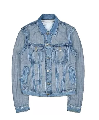 H&M X Maison Martin Margiela Inside Out Frayed Distressed Denim Trucker Jacket M • $200