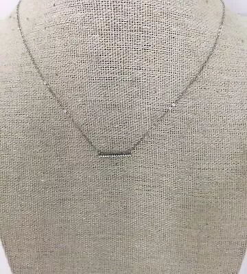 Nadri Silvertone Pave Bar Pendant Chain Necklace • $13