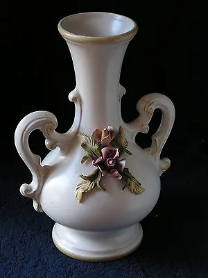 Capodimonte Model 1970/26earthenwaretwo Handle Vase With Hand-painted Flowers • £15