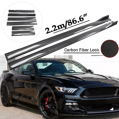 86.6“ Carbon Fiber Side Skirt Rocker Panel Splitter Lip For Ford Mustang • $79.99