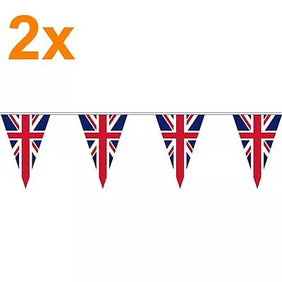 2 X 10m X 45cm Giant Union Jack Outdoor Party Flag Bunting Jubilee Decoration • £12.52