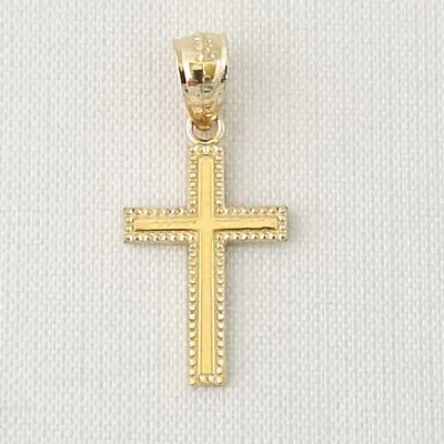 $63.99 • Buy Real 14K Yellow Gold Small CROSS Charm / Pendant, Made In USA 