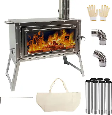 Tent Stove Portable Outdoor Wood Burning Stove With Chimney Pipe For Winter Cam • $151.25