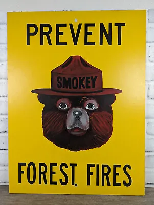 VINTAGE 50's SMOKEY THE BEAR YELLOW FIBERGLASS SIGN PREVENT FOREST FIRES BIG HTF • $1200