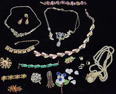 Vintage Signed Jewelry Lot For Parts Or Repair Sterling Leo Glass Kramer Coro SC • $12.26