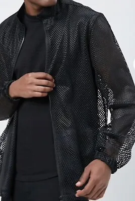 Mens Sheer Mesh Jacket- NWT Size L Black • $17.20