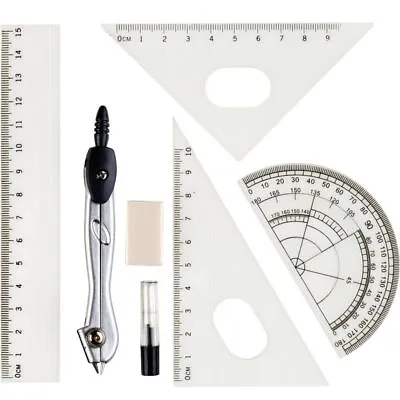 £4.69 • Buy 7 Pcs Drawing Set With Compass Leads Rulers Eraser Back To School Math Sets