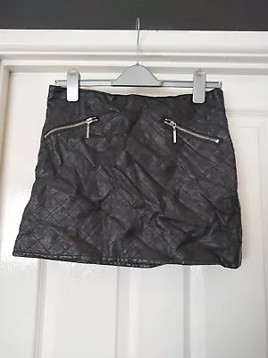 H And M Ladies Black Faux Leather Skirt. Size 12 • £3.50