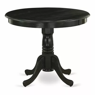 East West Furniture Antique Round Rubber Wood Dining Table In Wirebrushed Black • $175.16