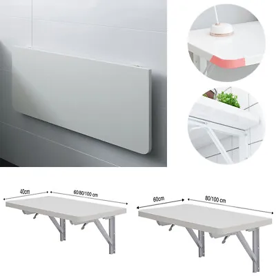 Wall Mounted Desk  Folding Table Drop-Leaf Computer Desk Kitchen Shelf White UK • £25.95