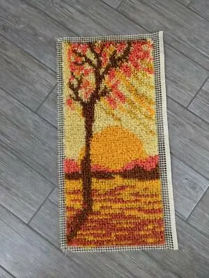 Vintage MID CENTURY Wall Hanging RYA Shag Rug SUNSET Carpet Art DANISH Tapestry • $59.95