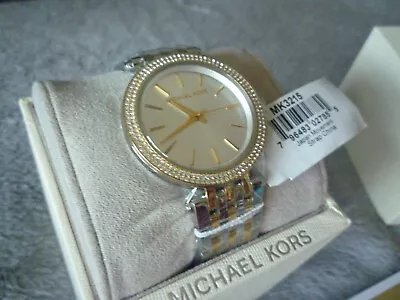 Michael Kors Mk3215 Darci Silver Two Tone Stainless Steel Ladies Watch Genuine. • £94.99