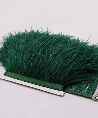 Hunter Green Ostrich Feather Trims Fringes Sewn On Feather 1 Yard  (USA) • $14.69