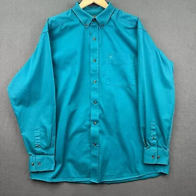 Ariat Shirt Mens XL Teal Long Sleeve Button Down Western Classic Cowboy Outdoors • $24.95